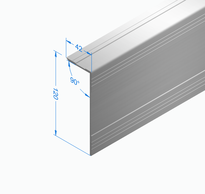 Уголок алюминиевый окантовочный 120 х 42 мм, АНОД