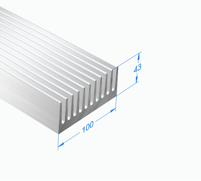 Радиаторный профиль 100 х 43 мм, БЕЗ ПОКРЫТИЯ