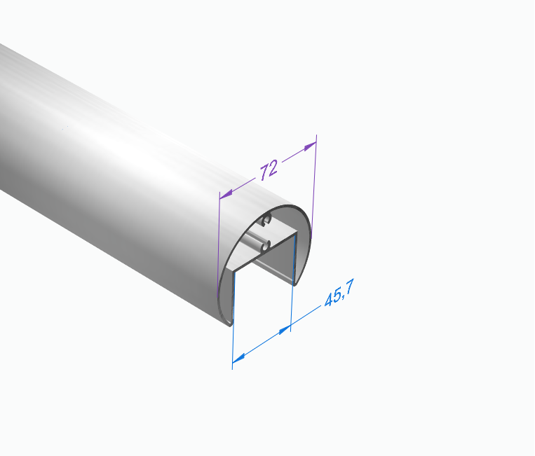 Поручень для лестничных ограждений D=72 mm (анод. алюминий)