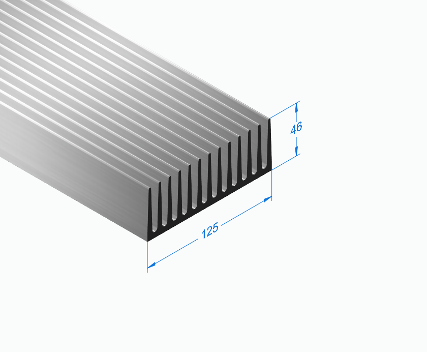 Радиаторный профиль 125 x 46мм, БЕЗ ПОКРЫТИЯ
