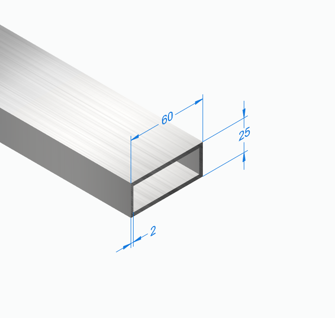 Прямоугольная труба 60х25х2 мм, БЕЗ ПОКРЫТИЯ
