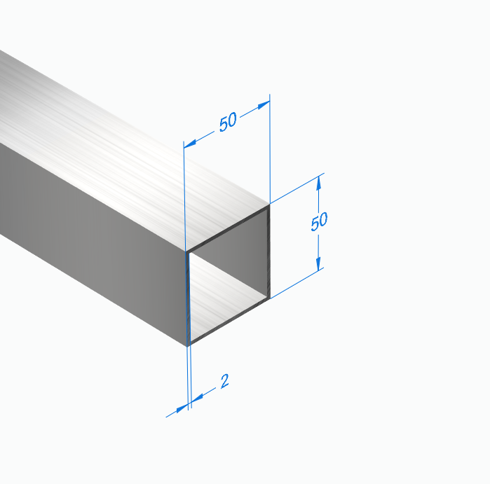 Прямоугольная труба 50х50х2 мм, БЕЗ ПОКРЫТИЯ