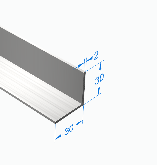 Уголок алюминиевый 30х30х2 мм, БЕЗ ПОКРЫТИЯ