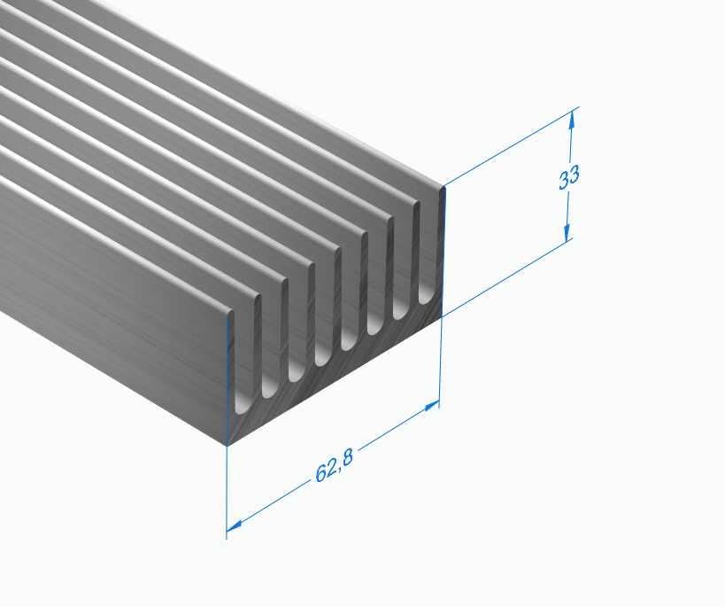 Радиаторный профиль 62,8 х 33 мм, БЕЗ ПОКРЫТИЯ