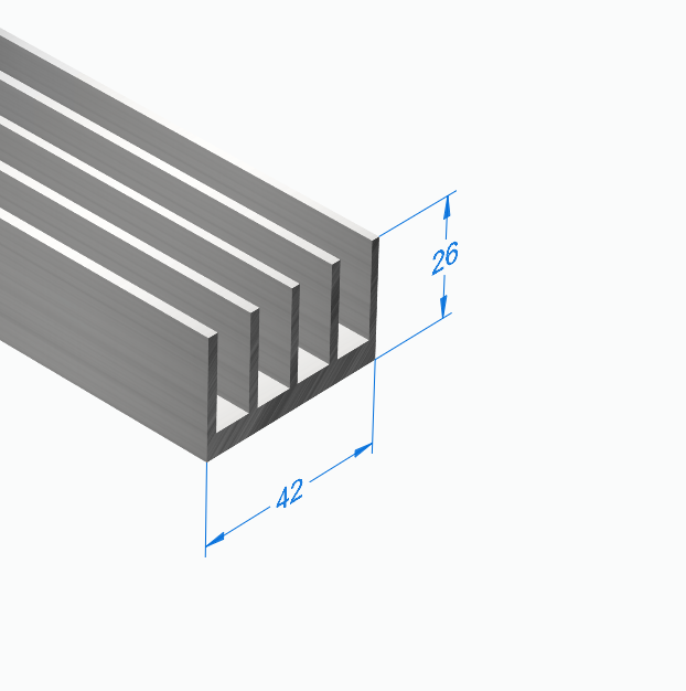 Радиаторный профиль 42 х 26 мм, БЕЗ ПОКРЫТИЯ