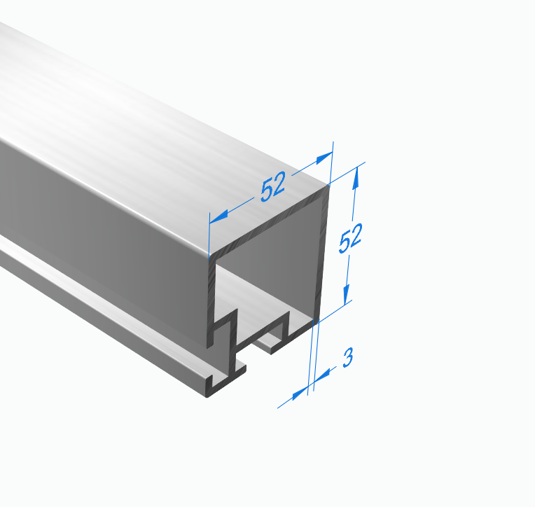 Профиль опоры телескоп 52 мм стенка 3 мм, для систем LAYHER / Stagedex / GUIL