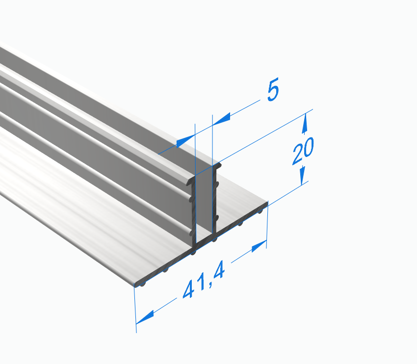 Профиль потолочный алюминиевый Т-образный Cleanroom 41,4 мм, БЕЗ ПОКРЫТИЯ