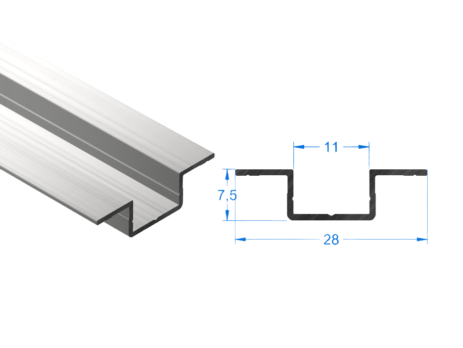 Алюминиевый Омега профиль PDP-100 (Омега-30), под покраску