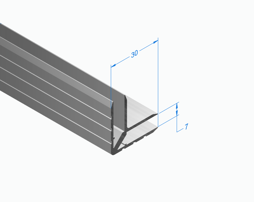 Алюминиевый профиль для кейсов - угловой (ёлка) 7 мм