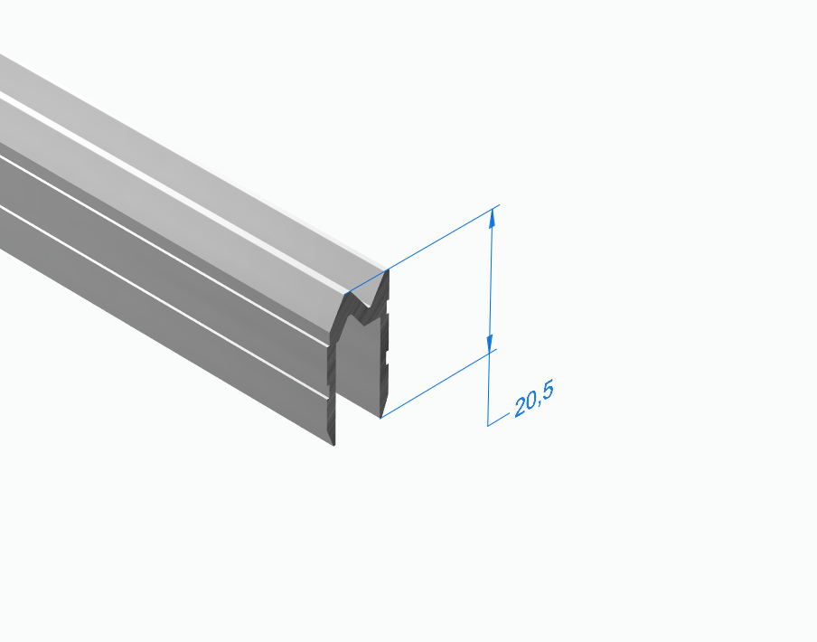 Алюминиевый профиль для кейсов - стыковой, паз 7 мм