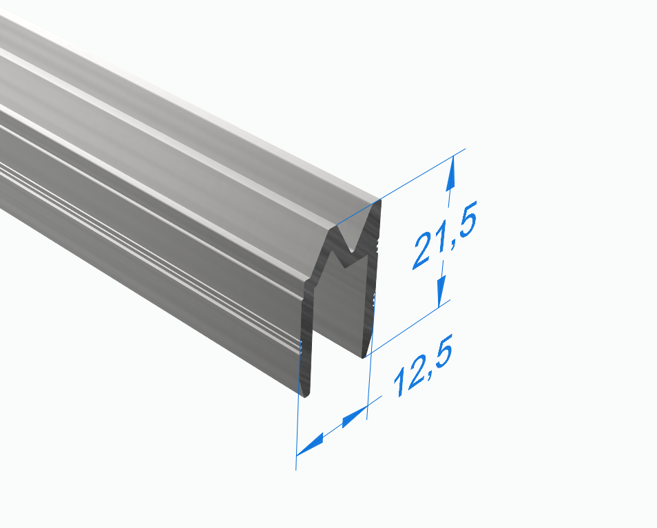 Алюминиевый профиль для кейсов - стыковой, паз 9 мм