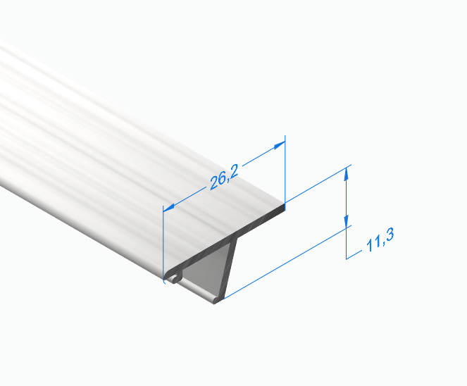 Т профиль (крышка накладка)  26 мм для цельностеклянных ограждений ЛК 60 (анод. алюминий)