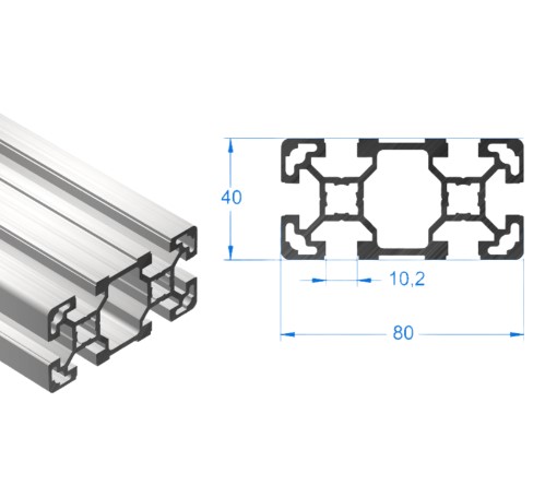 Алюминиевый конструкционный профиль 40х80