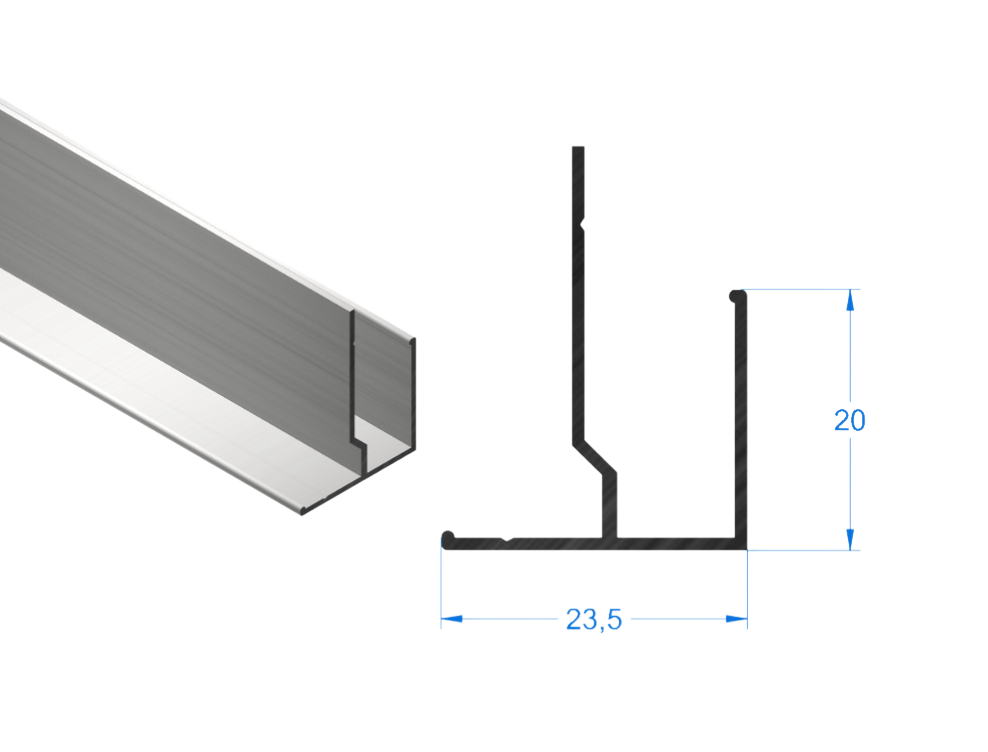 Алюминиевый F- профиль PDP-100 (F 8/10), под покраску