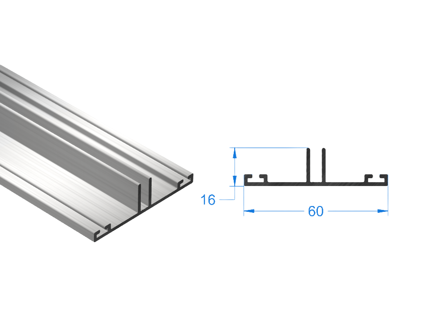 Алюминиевый соединительный профиль для поликарбоната (нижняя планка)